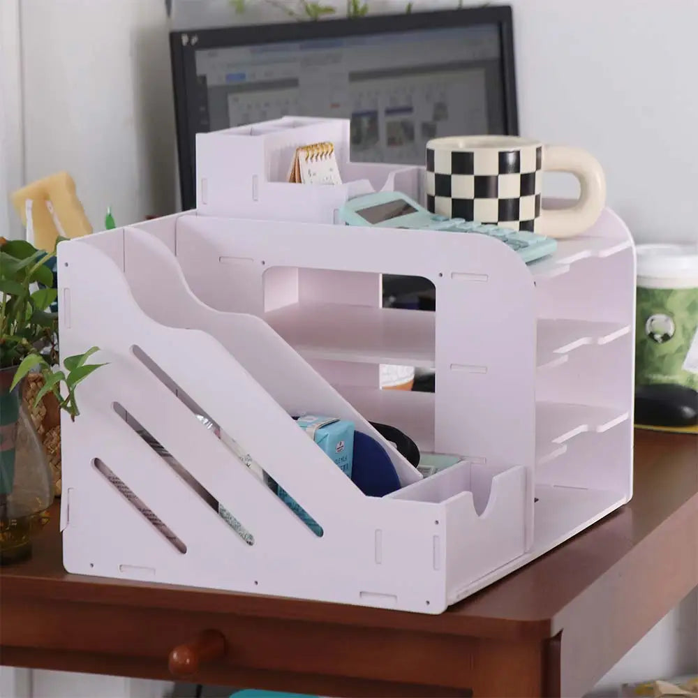 Large Capacity File Storage Rack Space Saving Thickened File Sorter Multi-Layer Partition Design Desktop Storage Box School Peaceful Pleasures Health and Wellness