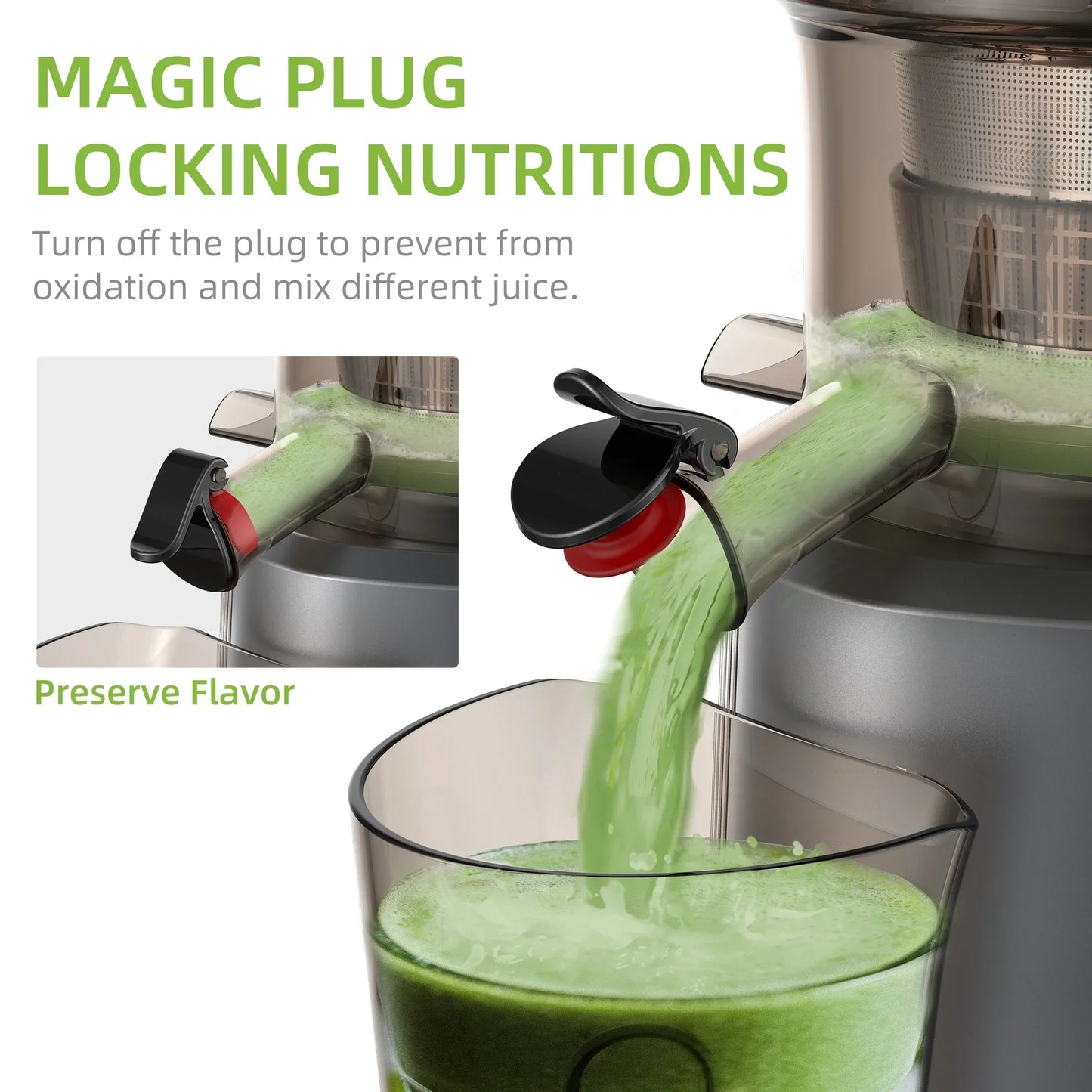 BioloMix Cold Press Juicer – 75mm Feed Chute, 200W, Quiet Motor Juicer BioloMix