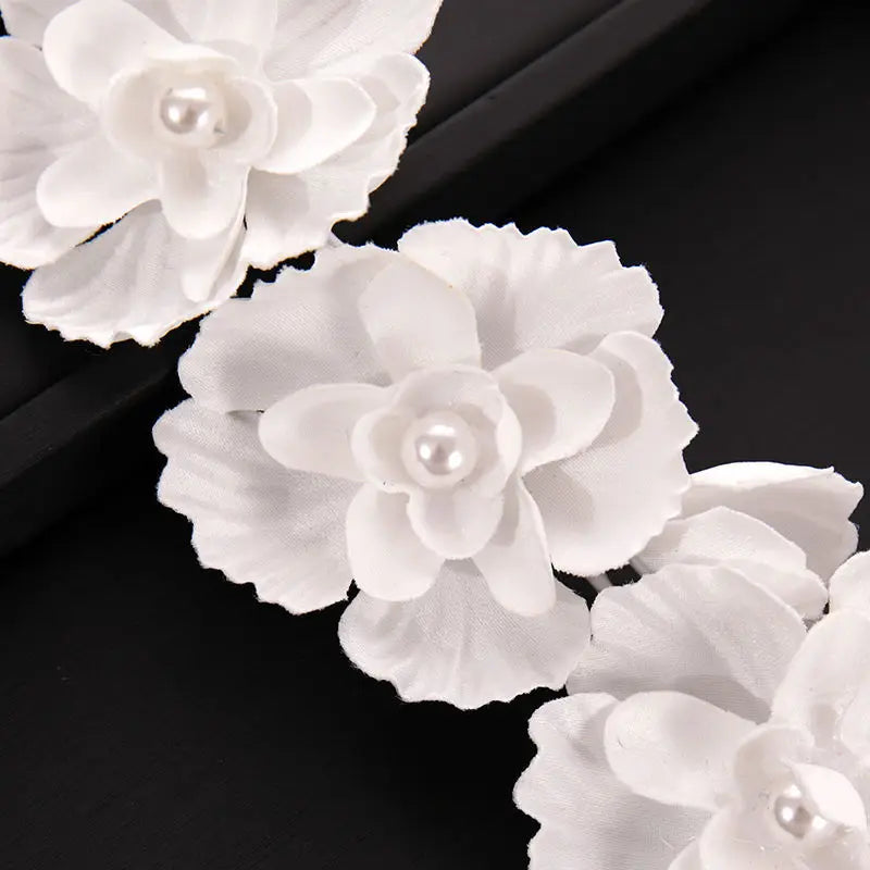 Pearl Hairbands Earrings for Woman Floral Hair Accessories Ear Clips for Special Occasions Party Peaceful Pleasures Health and Wellness
