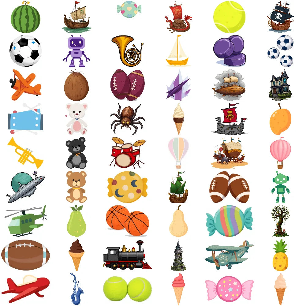 54-Piece Kids Temporary Tattoo Stickers – Cartoon Fun Designs
