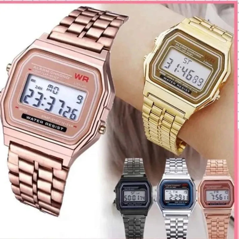 Multifunction LED Digital Sports Watch – Men & Women Steel Strap