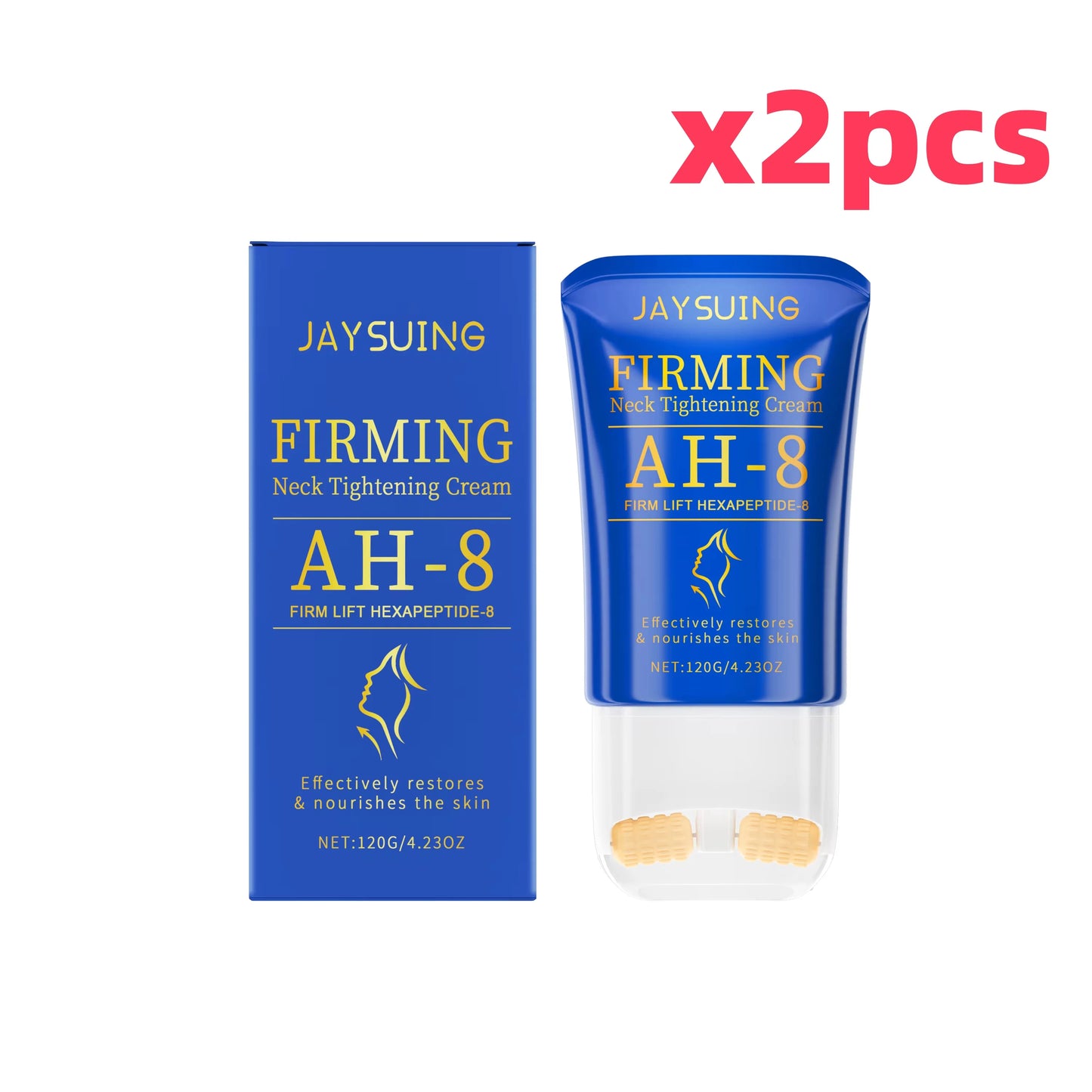 Neck Roller Cream Lift Firm Moisturize Brighten Neck Skin Remove Double Chins Reduce Fine Lines Anti-Wrinkle V-Shaped Face Cream Peaceful Pleasures Health and Wellness 120g boxedx2pcs 120g