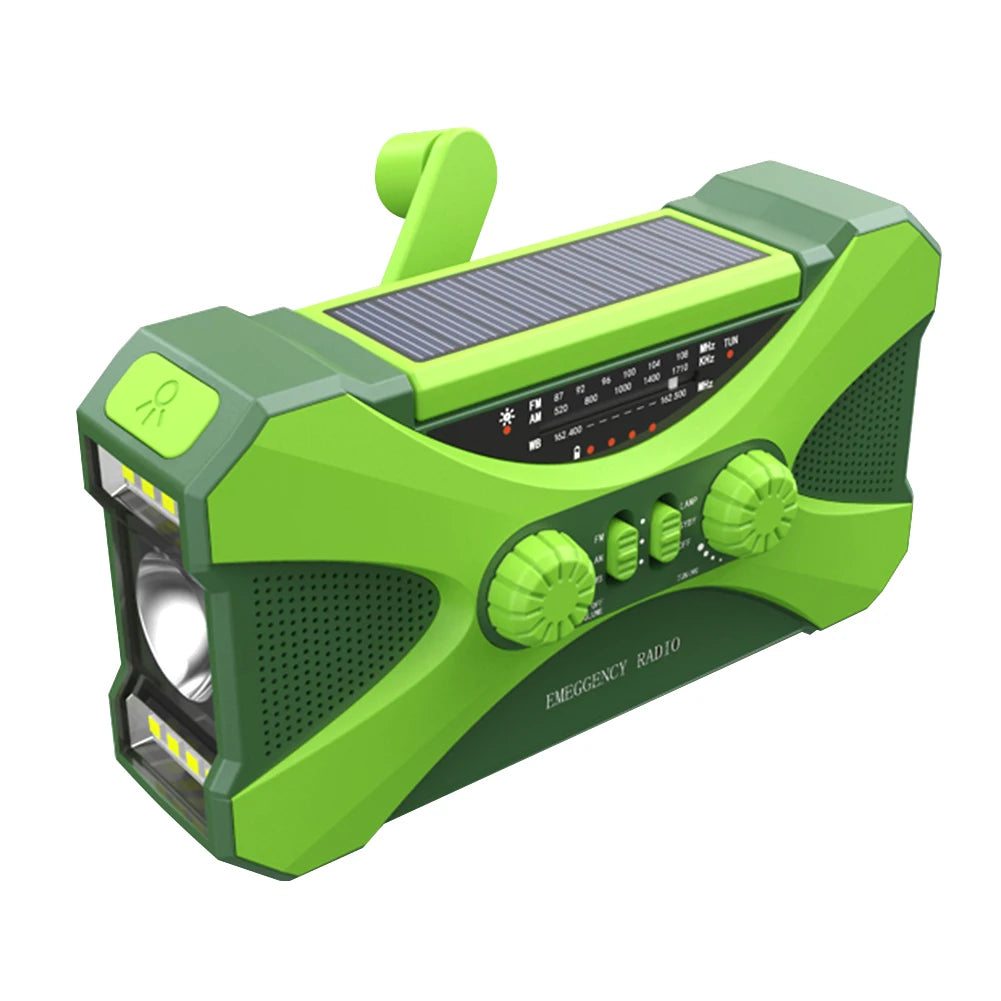 10000mAh Multifunctional Radio Hand Crank Solar USB Charging FM AM WB NOAA Weather Radio Emergency LED Flashlight Torch Power Peaceful Pleasures Health and Wellness green