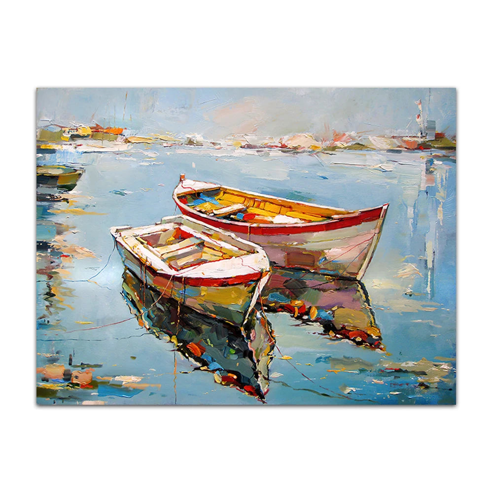 Retro Sailing Boat Canvas Wall Art | Abstract Sea Landscape Print