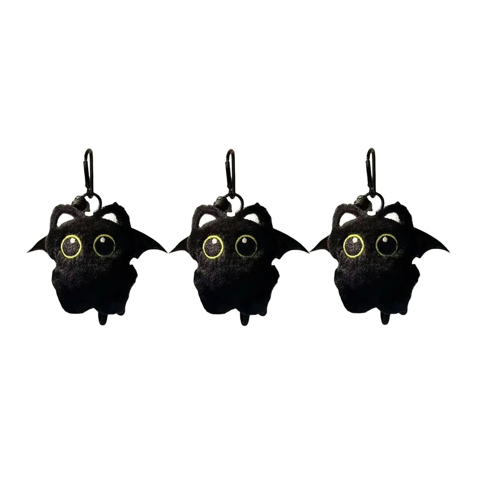 Black Cat Plush Keychain Charm | Cute Stuffed Cat Bag Pendant Plush Keychain Charm Peaceful Pleasures Health and Wellness C 3pcs