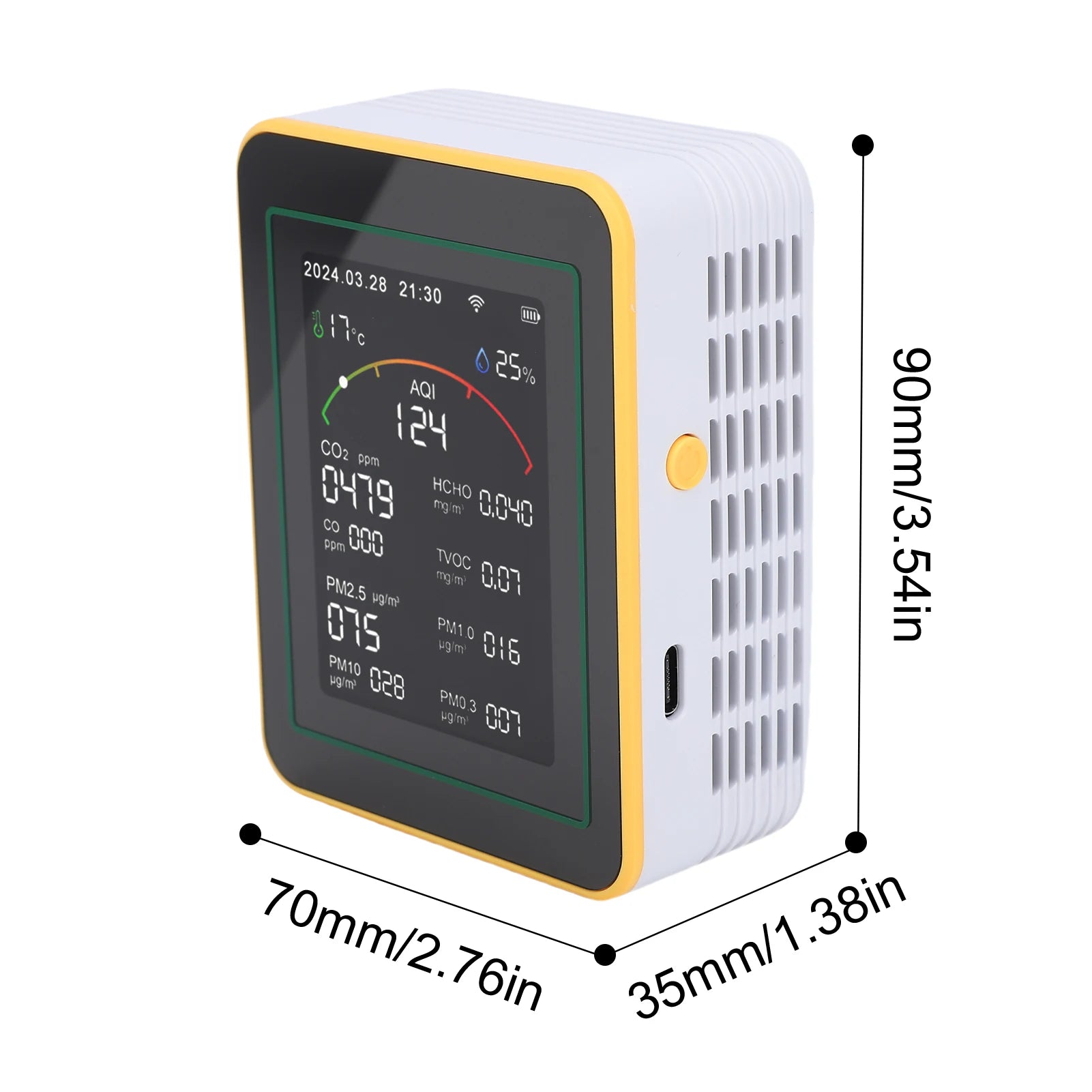 Air Quality Monitor,15-in-1 WiFi Air Detector with Color LCD Screen Fit for Tuya Smart,Detects PM2.5 PM10 TVOC Temp Humidity Peaceful Pleasures Health and Wellness