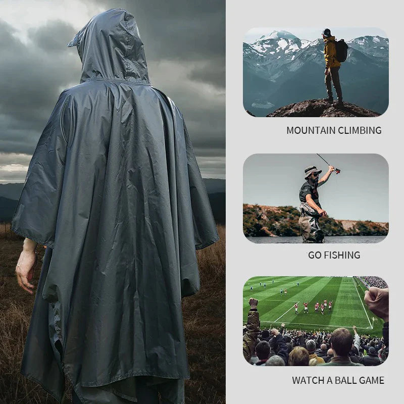 3-in-1 Waterproof Rain Poncho – Hiking, Camping & Motorcycle