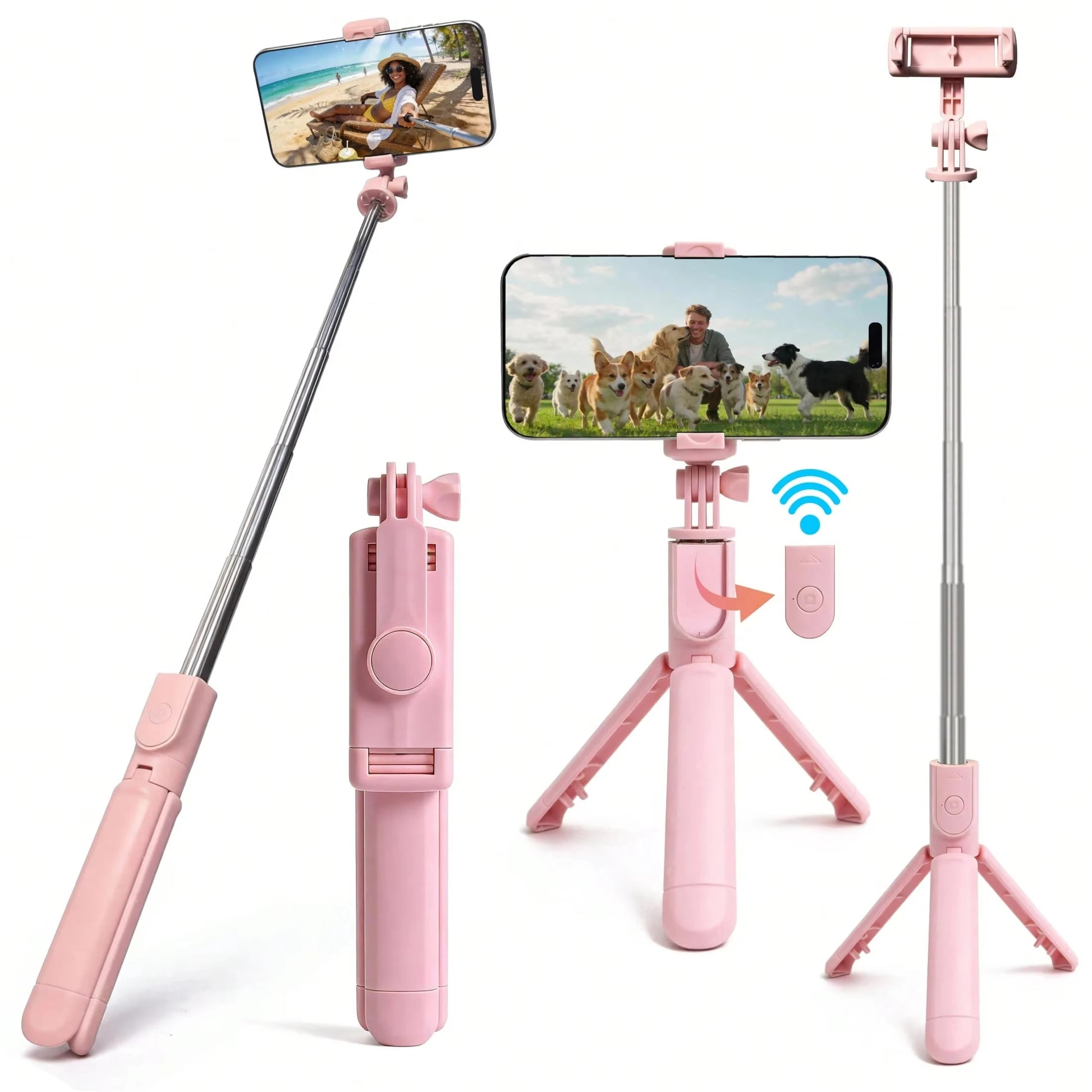 1PC Selfie Stick Wireless Selfie Stick With Tripod Stand Selfie Stick , Remote Control, Phone Holder And Built-In Tripod Peaceful Pleasures Health and Wellness
