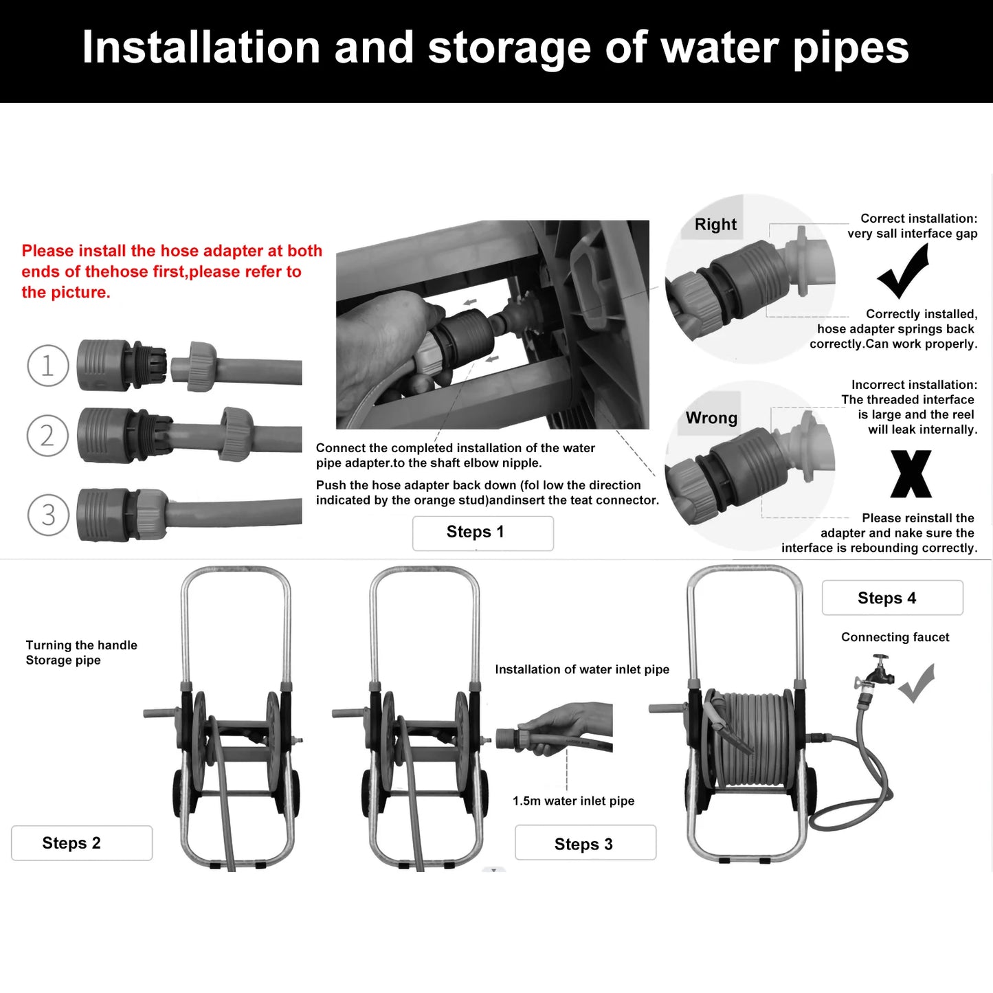 G1 2 Garden Water Hose Rack Gardening Waterpipe Cart Storage Car