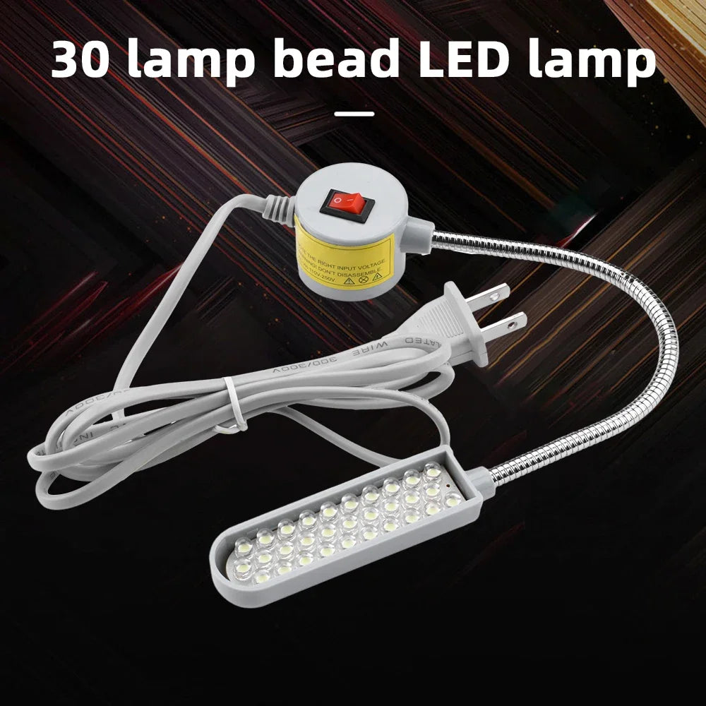 3-Pack LED Sewing Machine Lights – 360° Gooseneck, 110V/220V