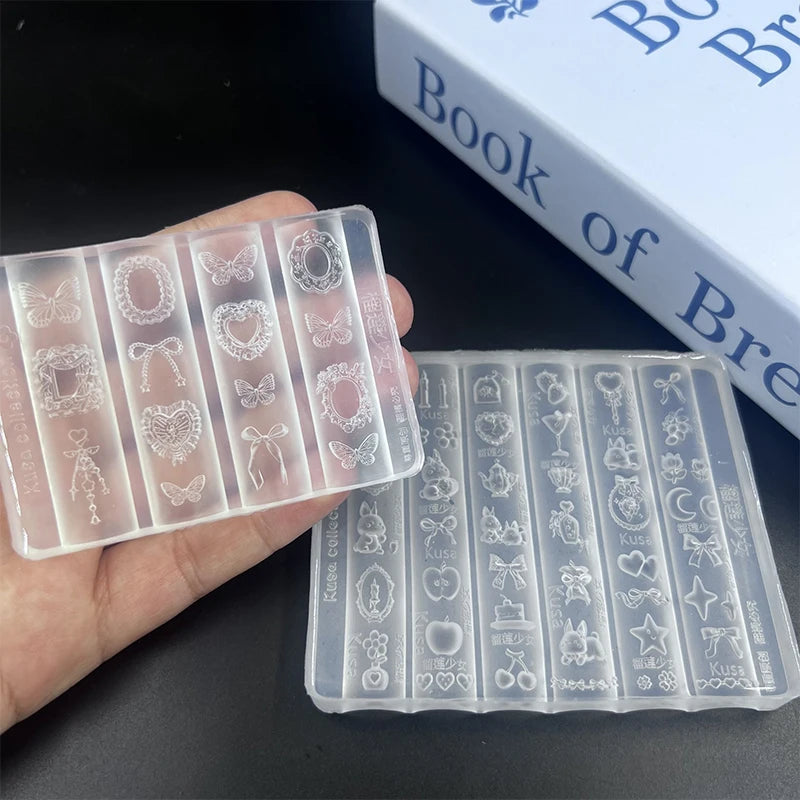 Silicone Nail Art Mold Cartoon Lace Bow Rabbit Cute Candle Moon Flower Strawberry Nail Art Diy 3d Decoration Mold Design Tools Peaceful Pleasures Health and Wellness