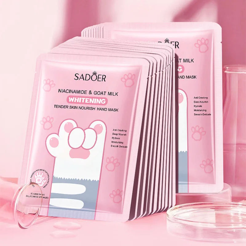 Goat Milk Hand Mask Gloves – Moisturizing & Firming (5 Pairs)