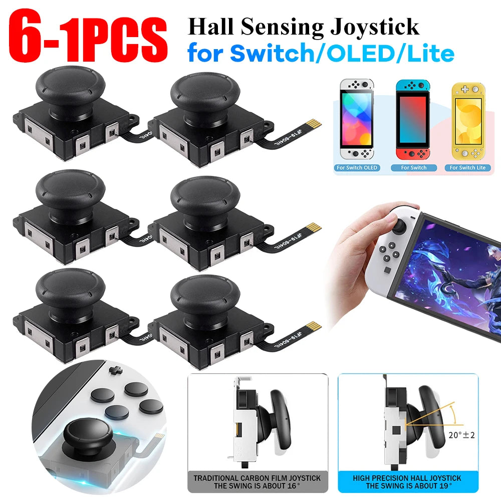 1-6PCS Hall Sensing Joystick for JoyCon Replacement No Drifting Electromagnetic Stick for Nintendo Swicth / Switch OLED/Lite Peaceful Pleasures Health and Wellness
