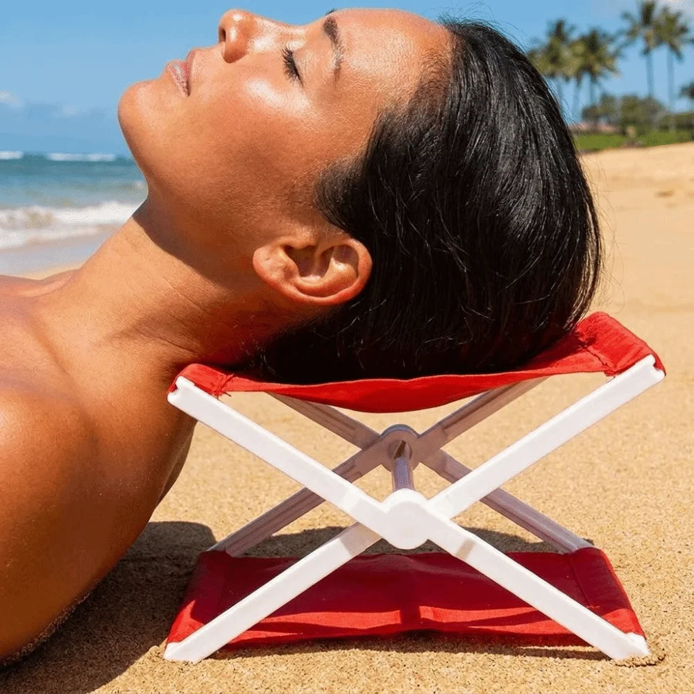 Foldable Beach Pillow – Portable Ergonomic Travel Headrest