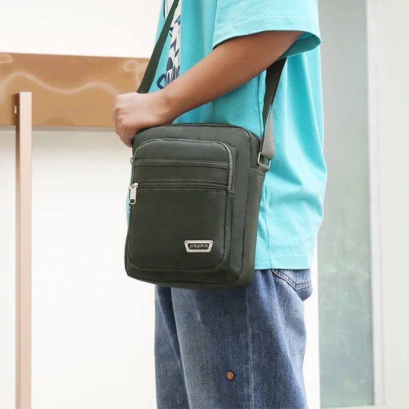 Men's Nylon Waterproof Crossbody Bag – Multi-Pocket Shoulder