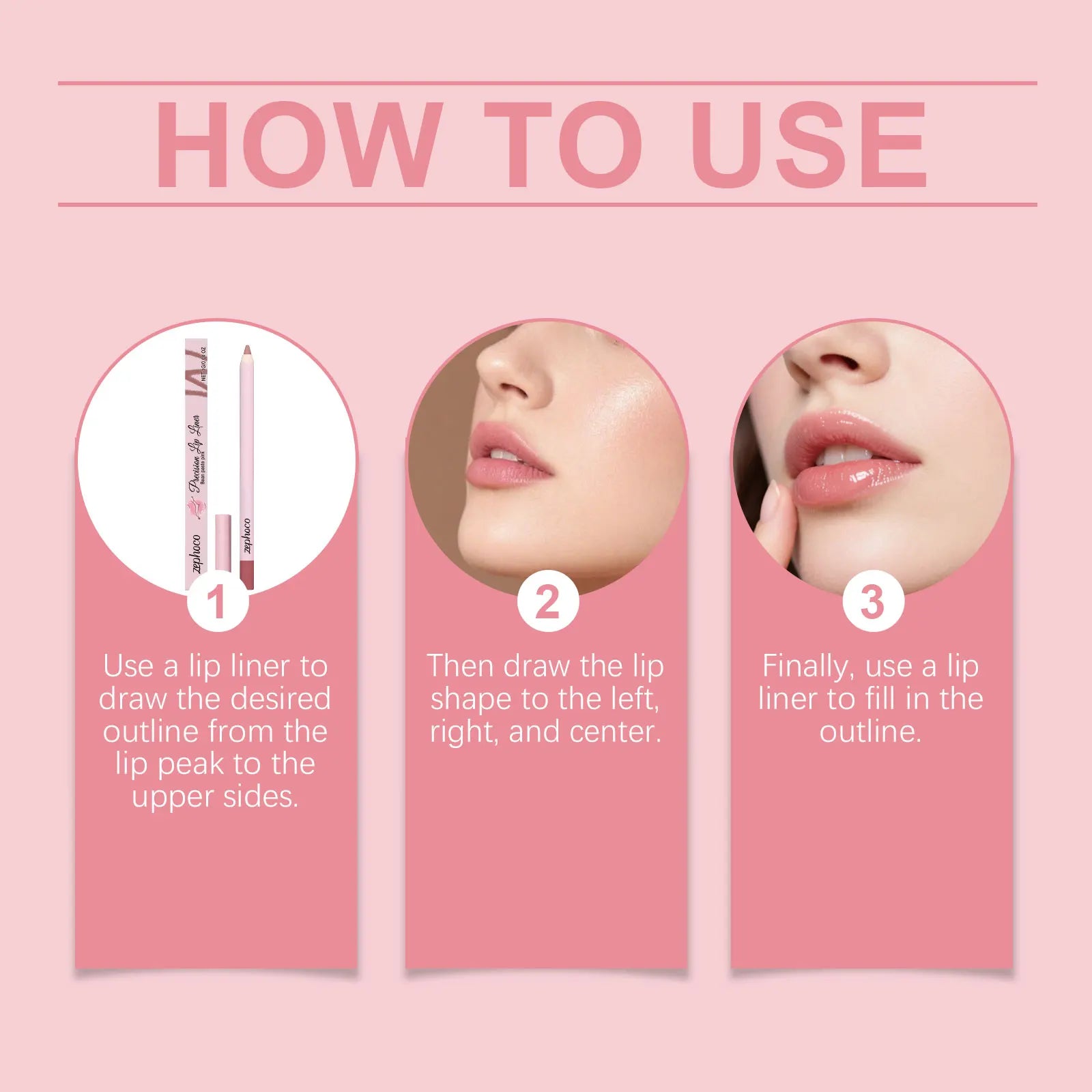 Zephoco Waterproof High Pigment Lip Liner Pencil – Long-Lasting Lip Liner Pencil Oasis Select