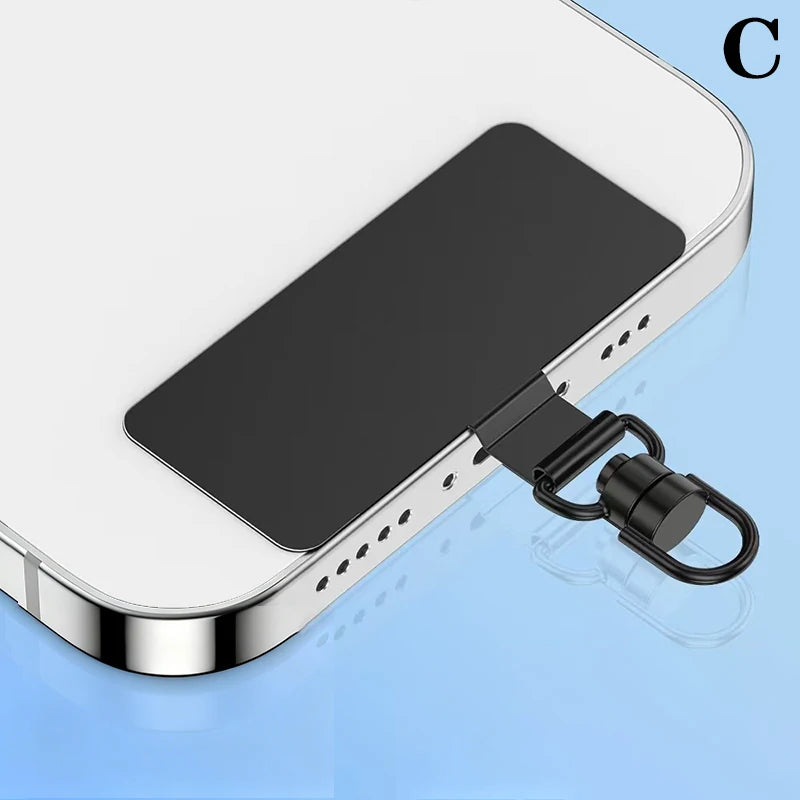 Steel Phone Lanyard Gasket Patch Anti-lost Anti Fall Mobile Phone Rope Card Metal Clip Strap Hang Cord Tab Accessories Peaceful Pleasures Health and Wellness C Black