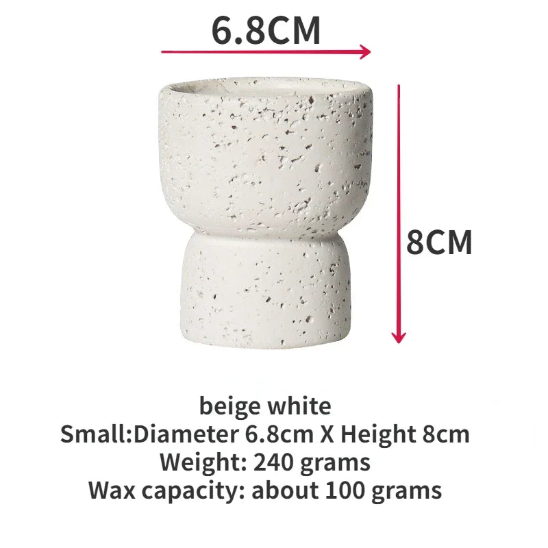 Simple Cement Household Aromatherapy Candles Empty Cups DIY High-value Handicrafts Indoor Candle Holders Decorative Ornaments Peaceful Pleasures Health and Wellness samll beige white
