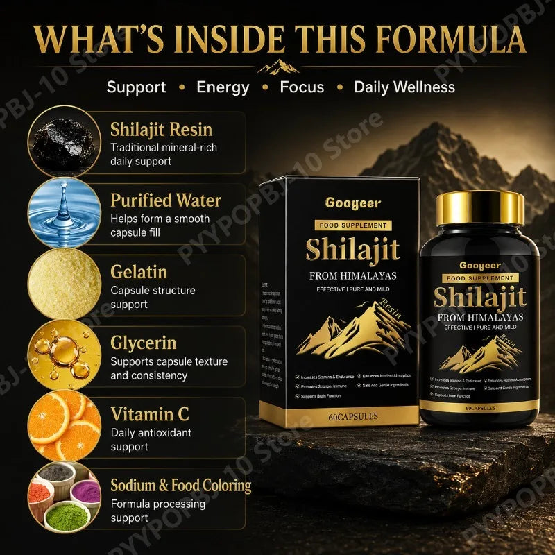 Googeer Himalayan Shilajit Capsules 60ct | Brain & Nutrient Support