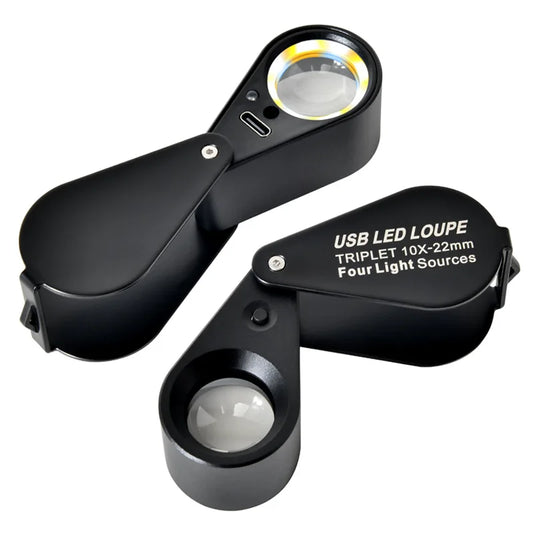 10X 20X Magnifier 13Led Fluorescent Identification, Charging Magnifying Glass, Diamond Identification Peaceful Pleasures Health and Wellness