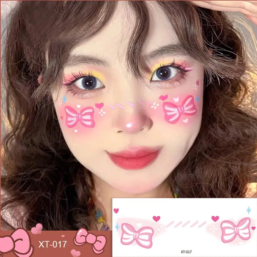 Love Heart Face Temporary Tattoos – Waterproof Party Stickers