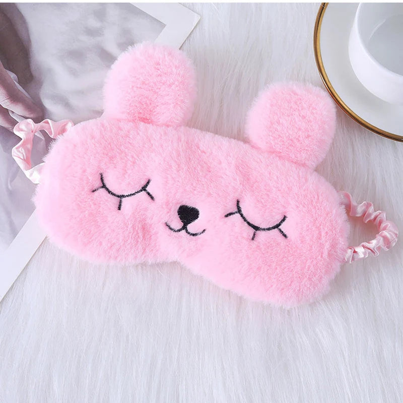 Cartoon Rabbit Plush Sleep Eye Mask – Light Blocking Travel
