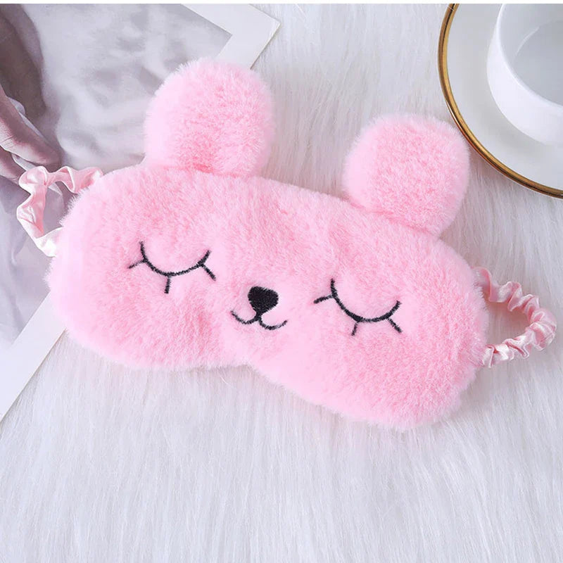 Cartoon Rabbit Plush Sleep Mask – Light Blocking Eye Cover