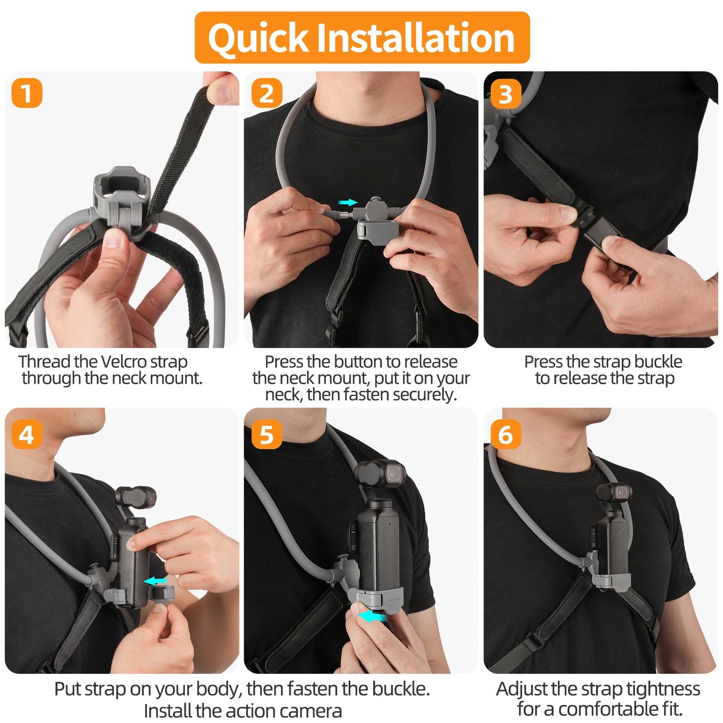 Ergonomic Design For DJI Pocket 4/3 Adjustable Neck Hanging Stand First View Shooting Stand Accessory Equipped With Chest Straps Peaceful Pleasures Health and Wellness