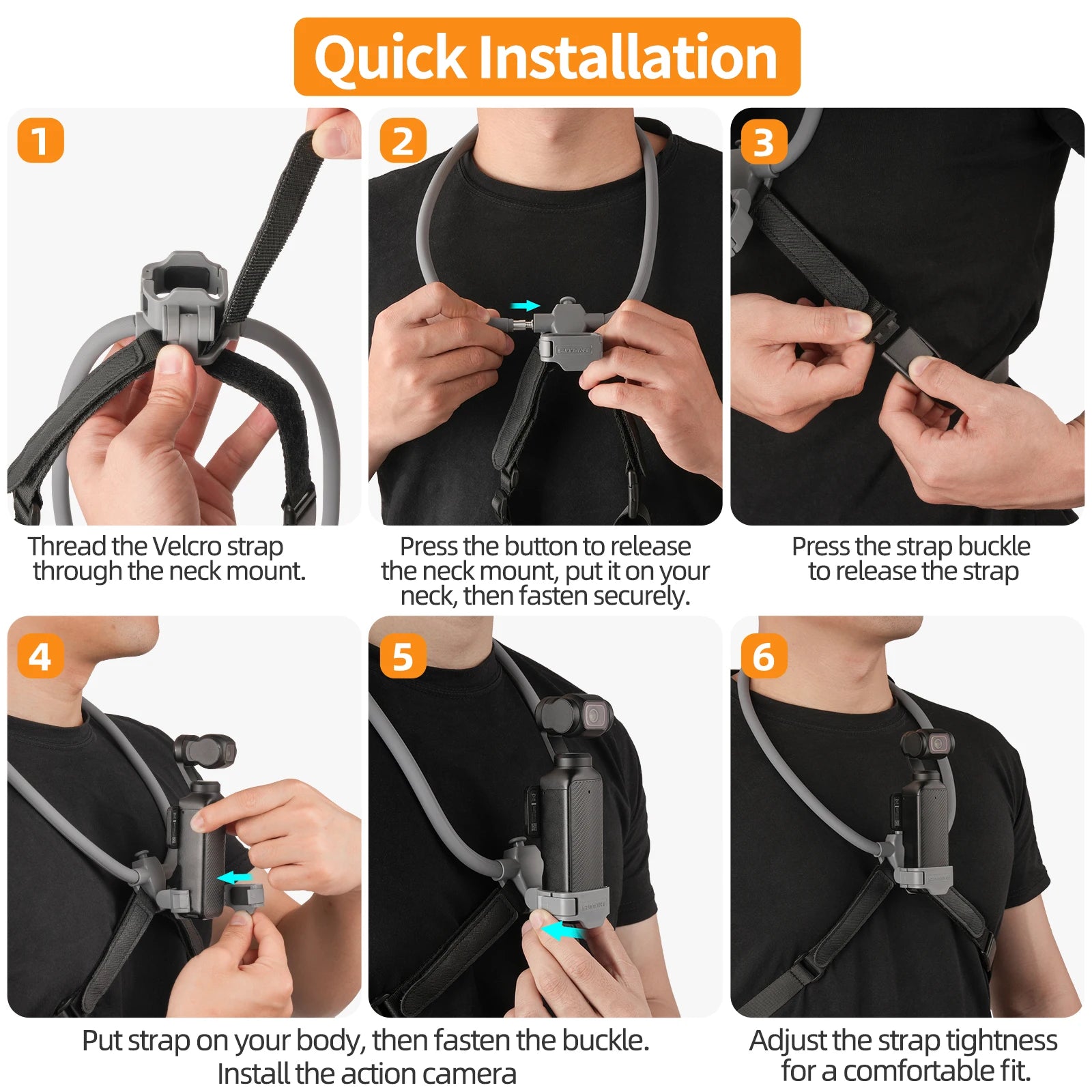 Ergonomic Design For DJI Pocket 4/3 Adjustable Neck Hanging Stand First View Shooting Stand Accessory Equipped With Chest Straps Peaceful Pleasures Health and Wellness