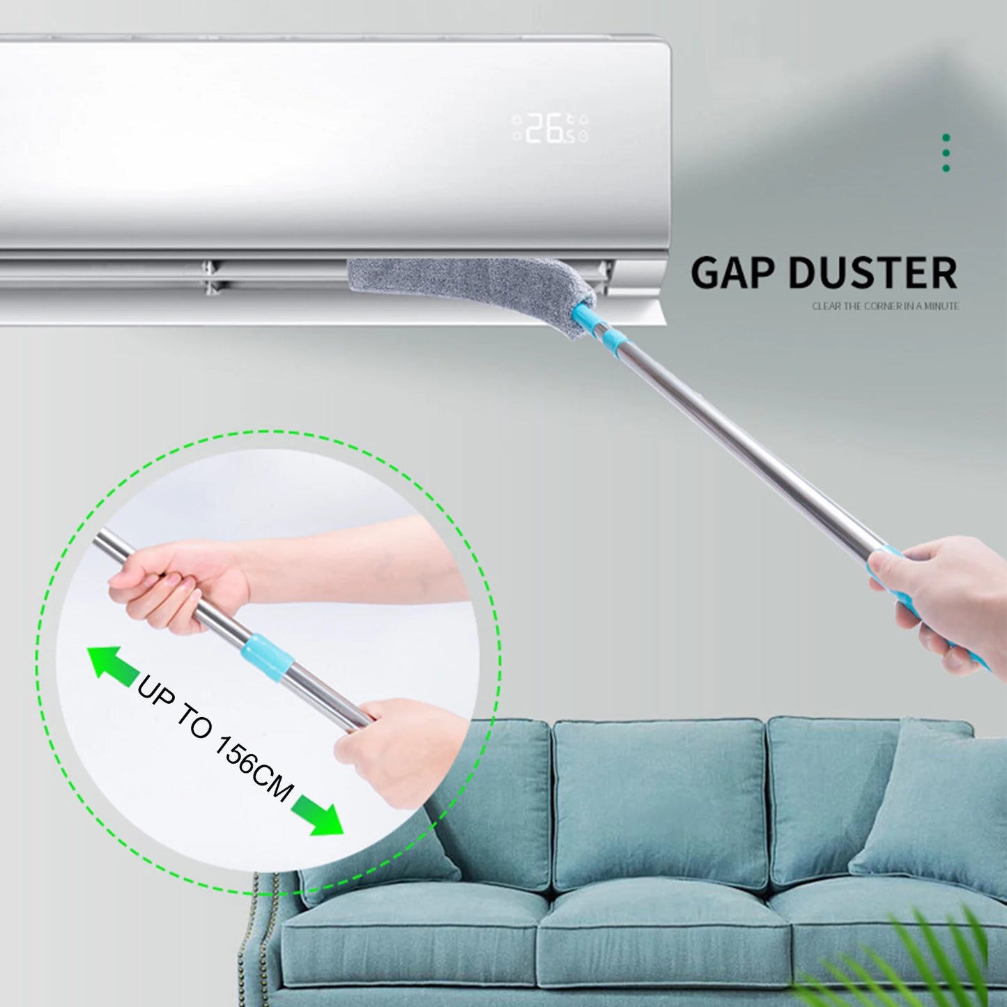 Gaps Dust Cleaner Microfiber Under Furniture & Appliance Mop with Extendable Stainless Steel Rod Household Cleaning Brushes Peaceful Pleasures Health and Wellness