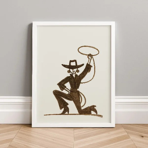 Western Cowboy Cowgirl Line Poster Retro Southwestern Rodeo Fashion Ranch Canvas Painting Wall Art for Living Room Home Decor Peaceful Pleasures Health and Wellness 1 20x30cm