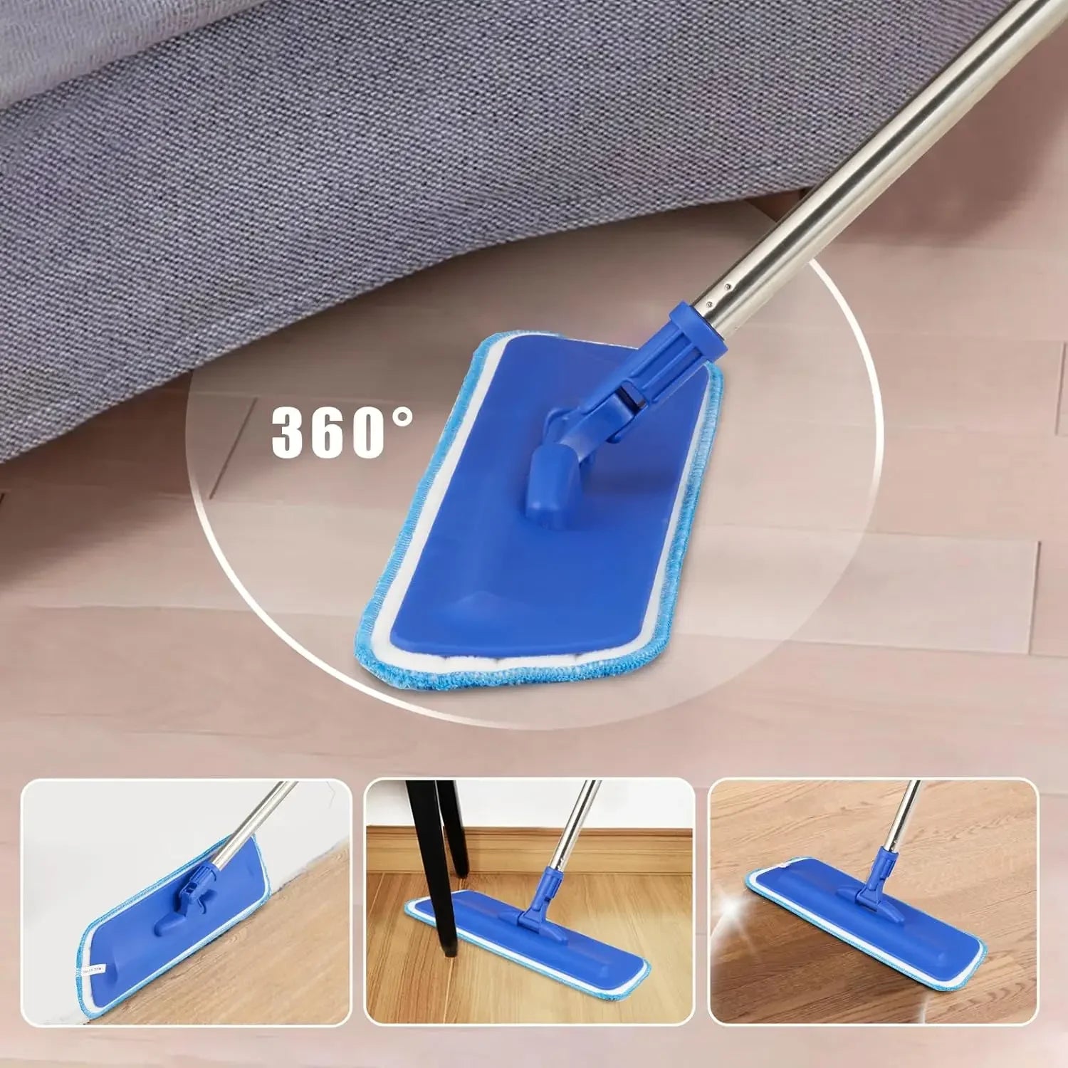 17.5" Professional Microfiber Floor Mop with Adjustable Handle and Washable Pads for Hardwood, Tile Cleaning Peaceful Pleasures Health and Wellness
