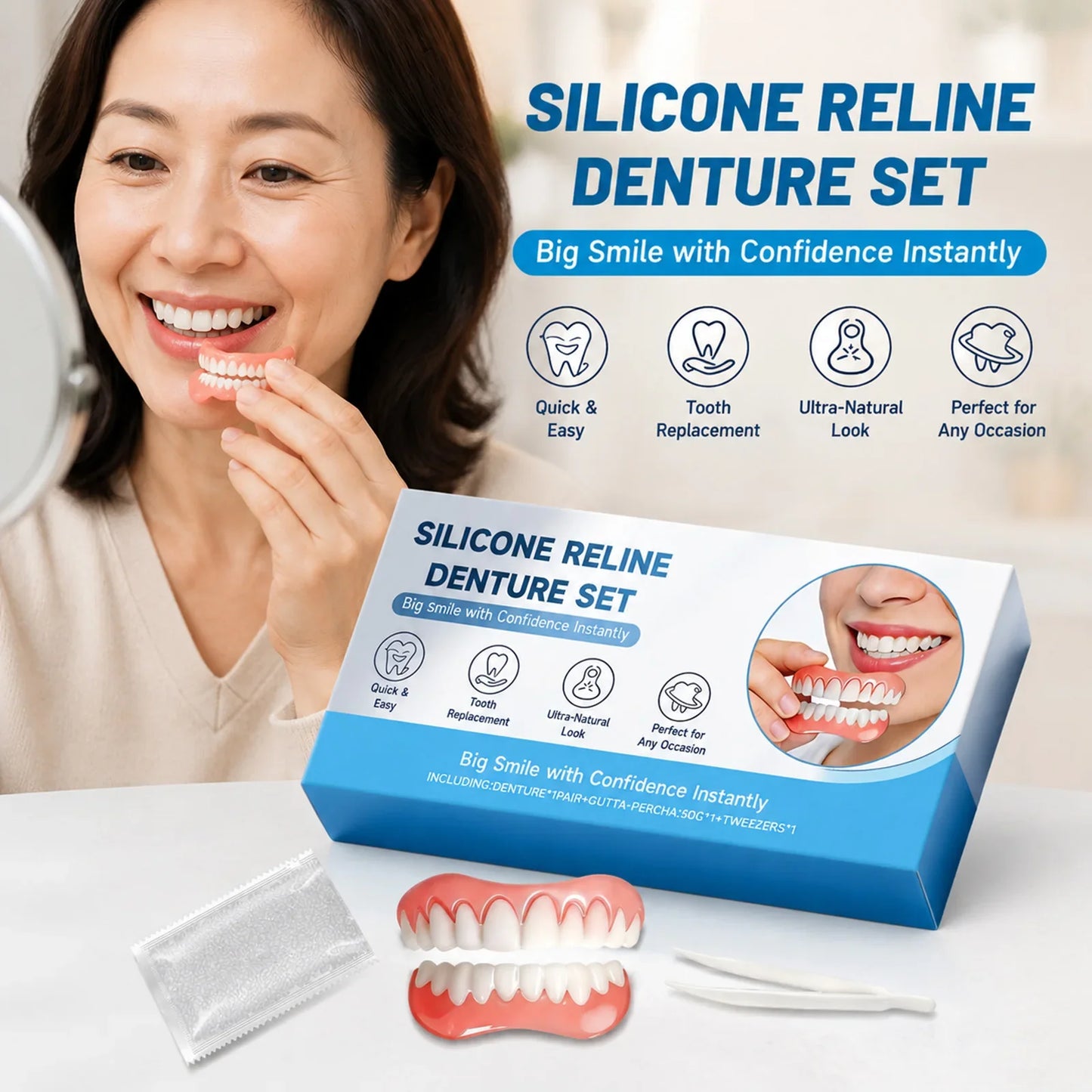 DIY Temporary Smile Veneers – Upper & Lower Cosmetic Denture Kit