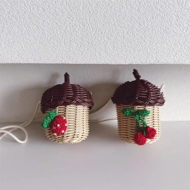 Woven Rattan Pinecone Mini Bag – Kids Baby Photo Prop