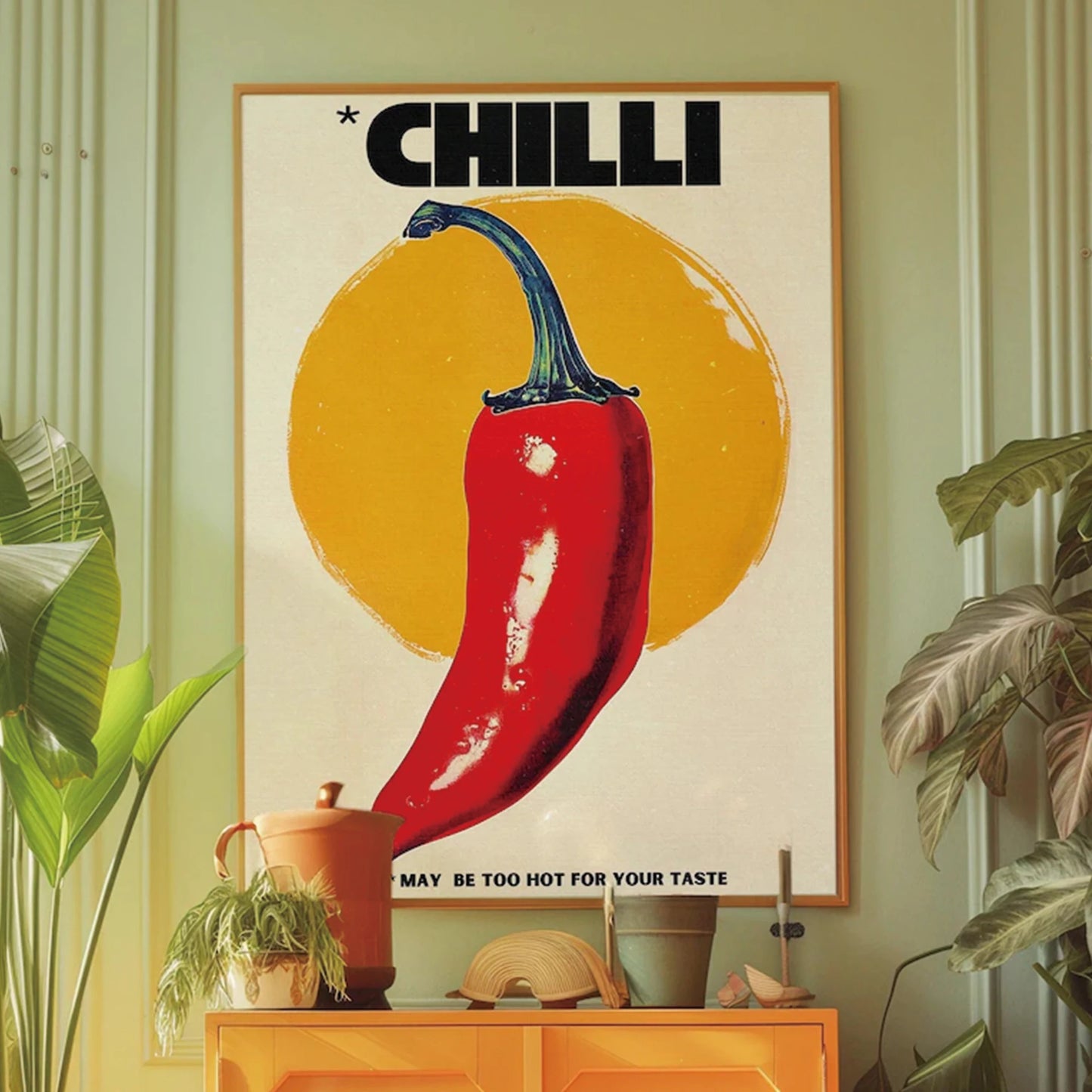 70s Retro Chilli Pepper Canvas Wall Art | Kitchen Home Decor