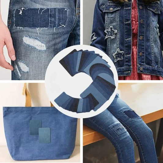 Denim Iron-On Fabric Patches for Clothes – 5pcs DIY Set Iron-On Fabric Patches Peaceful Pleasures Health and Wellness