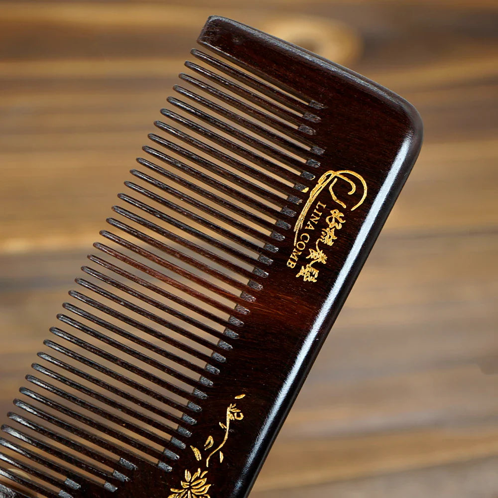 Natural Sandalwood Wide Tooth Comb – Anti-Static Moon Shape