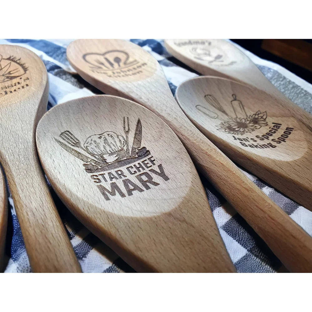 Custom Engraved Wooden Spoon | Personalized Kitchen Gift Engraved Kitchen Utensil Peaceful Pleasures Health and Wellness