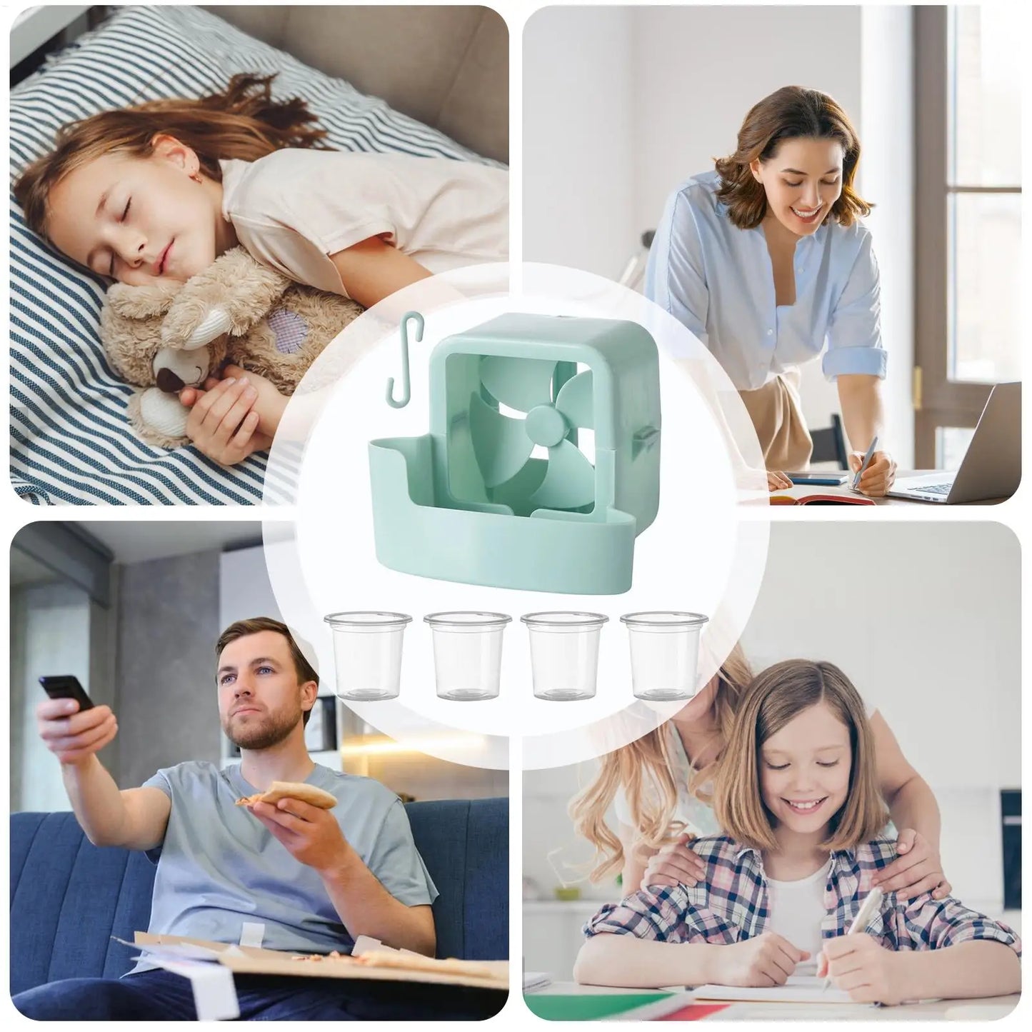 Portable Fan Ice Mist Cooler Punch free Fan Cooler Hangable Hold Ice Box Ice Box Attachment Fan Accessories for Home Office Peaceful Pleasures Health and Wellness
