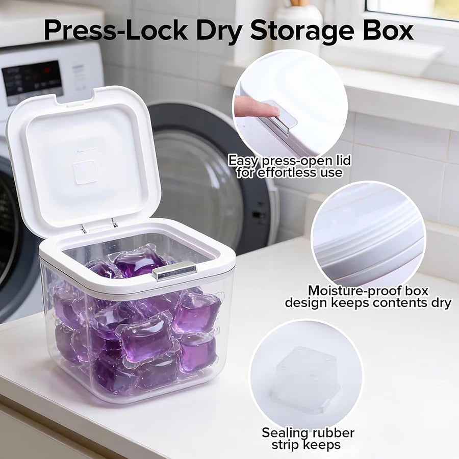 Laundry Pods Container with Press-and-Pop Lid – Detergent Powder Jar & Laundry Room Organizer