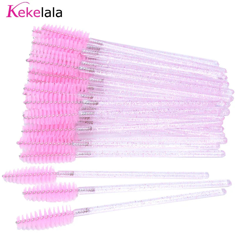 50pc Disposable Mascara Wands & Spoolie Brushes in Bottle