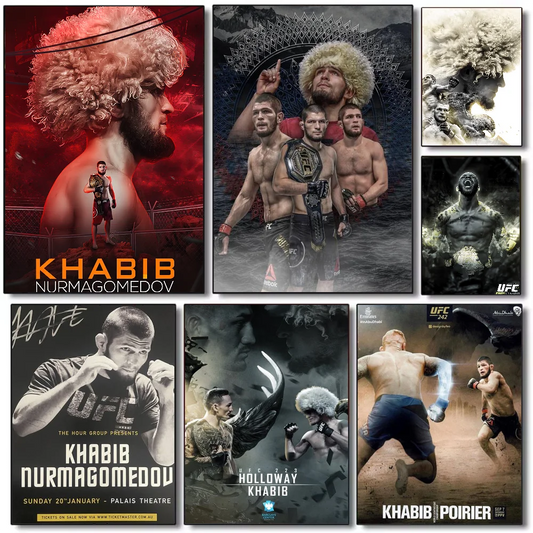 Khabib Nurmagomedov UFC Poster – HD Waterproof PVC Wall Art Sports Wall Poster Peaceful Pleasures Health and Wellness