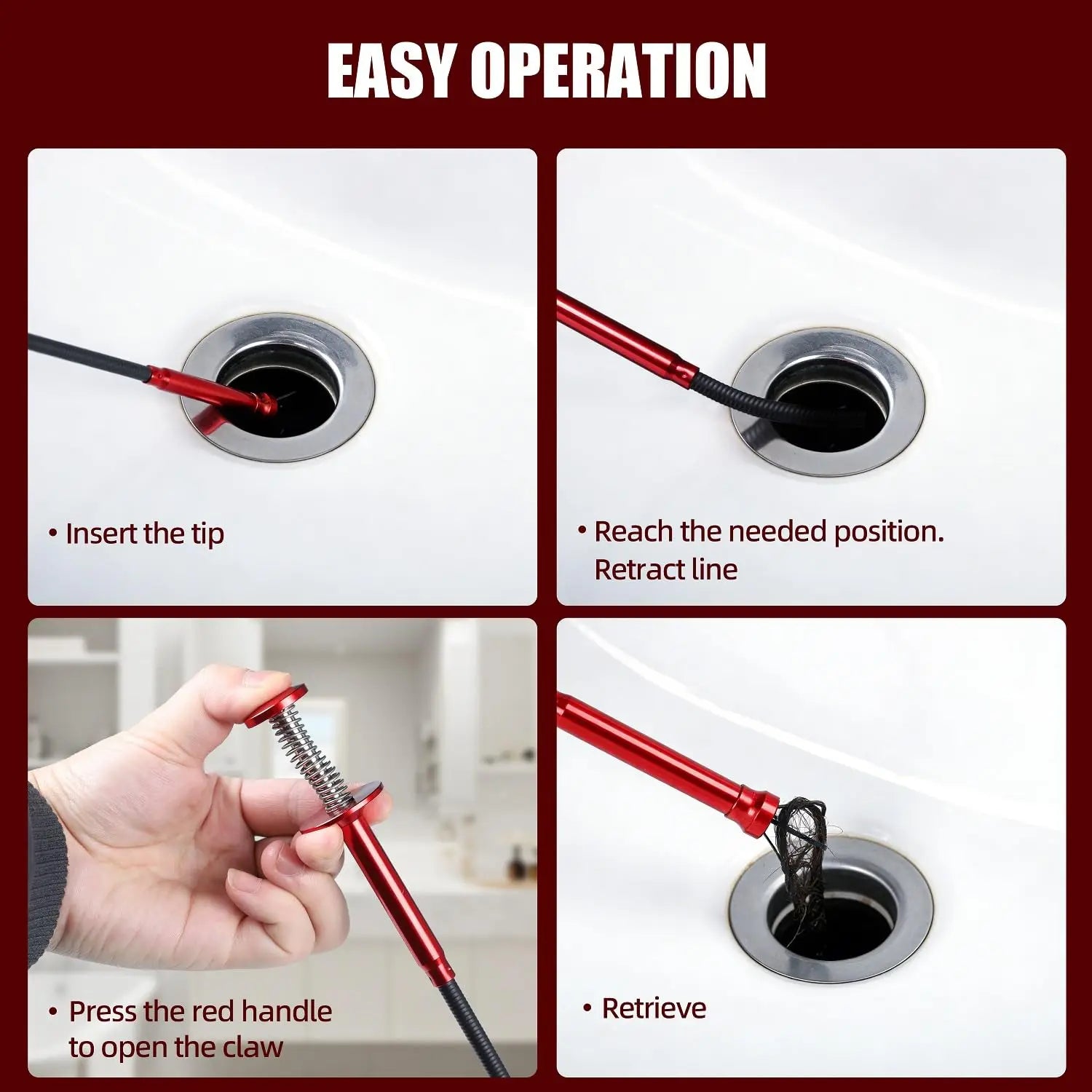 24" Flexible Magnetic Pickup Tool w/ 4-Claw Gripper & Spring Handle. Reach anywhere! Bathroom, engine, kitchen & sewers. Peaceful Pleasures Health and Wellness