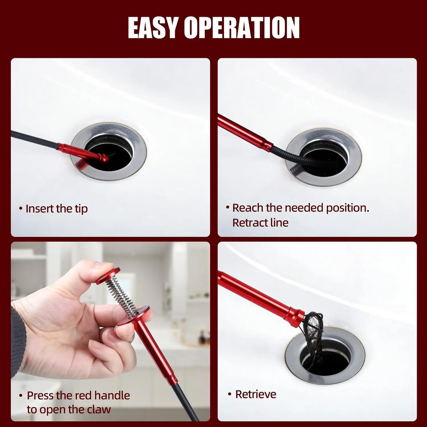 24" Flexible Magnetic Pickup Tool w/ 4-Claw Gripper & Spring Handle. Reach anywhere! Bathroom, engine, kitchen & sewers. Peaceful Pleasures Health and Wellness