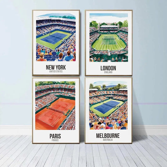 Grand Slam Tennis Canvas Wall Art | Unframed Poster Print Sports Canvas Print Peaceful Pleasures Health and Wellness