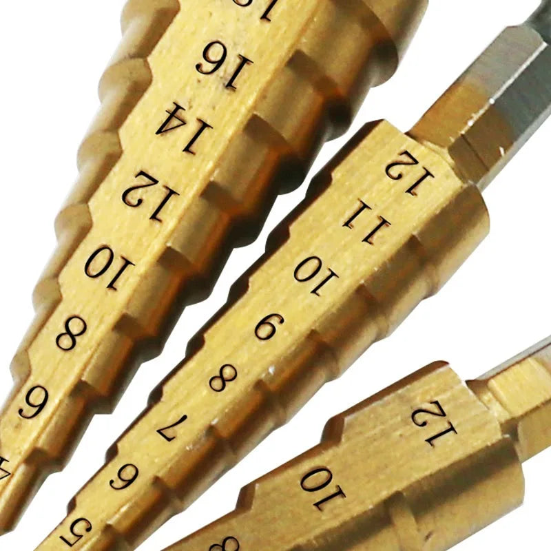 HSS Titanium Step Drill Bit Set 3–20mm | 3-Piece Cone Bit Kit Peaceful Pleasures Health and Wellness