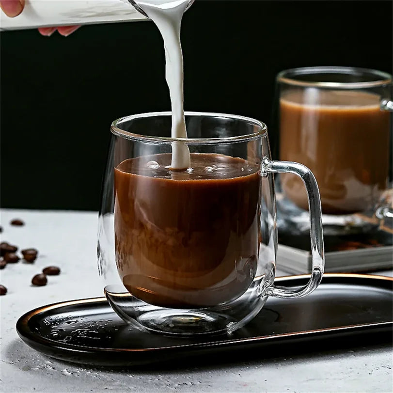 Double Wall Glass Coffee Cup with Handle – Insulated Espresso