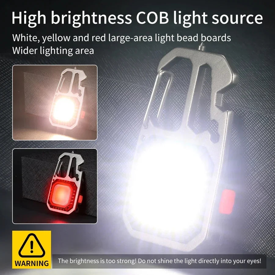 COB Keychain Work Light – 8 Modes 500LM Rechargeable LED