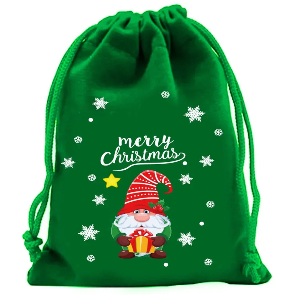 Christmas Velvet Drawstring Gift Bags | Candy & Jewelry Pouches