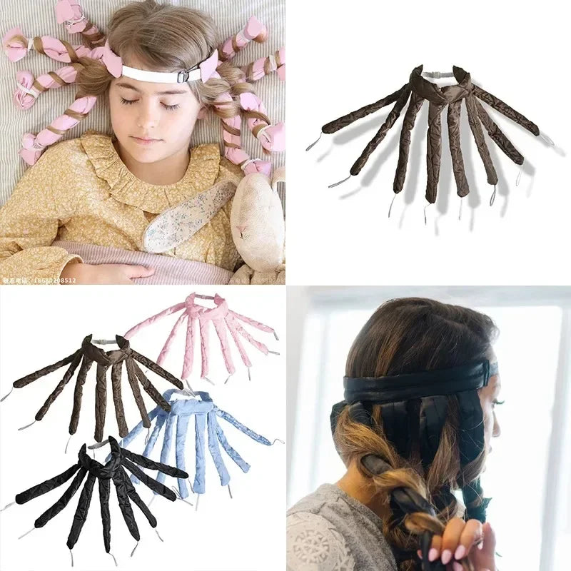 Heatless Sleeping Hair Curlers No Heat Curling Iron Rod Headband Curls Silk Ribbon Hair Rollers Soft Bar Wave Hair Styling Tool Peaceful Pleasures Health and Wellness